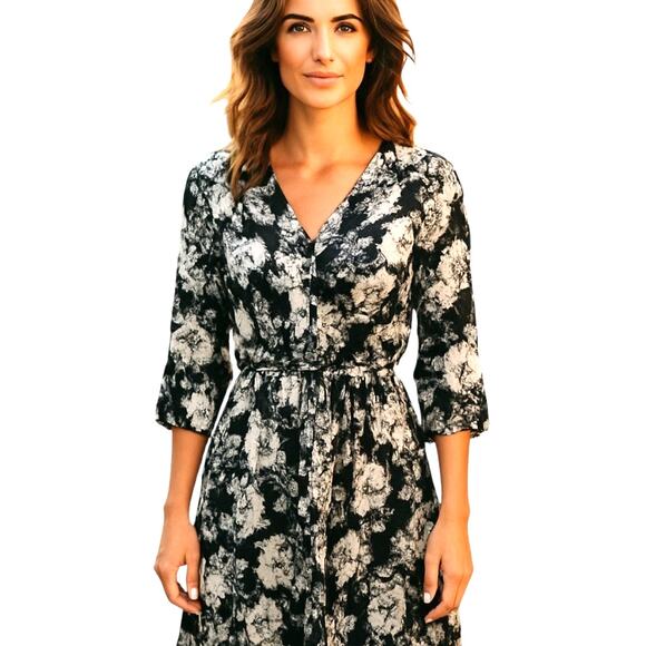 Daniel Rainn Large Women's Long Sleeve Maxi BOHO Dress Miss Size 12 14 L - Picture 1 of 6